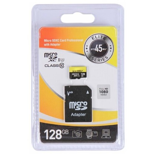 128Гб карта памяти Exployd microSD + SD адаптер class10 UHS-1