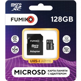 128Gb карта памяти FUMIKO microSDXC + SD адаптер class10 UHS-1