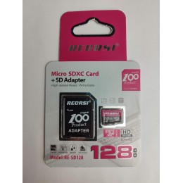 128Гб  карта памяти RECRSI RE-SD microSD + SD адаптер class10