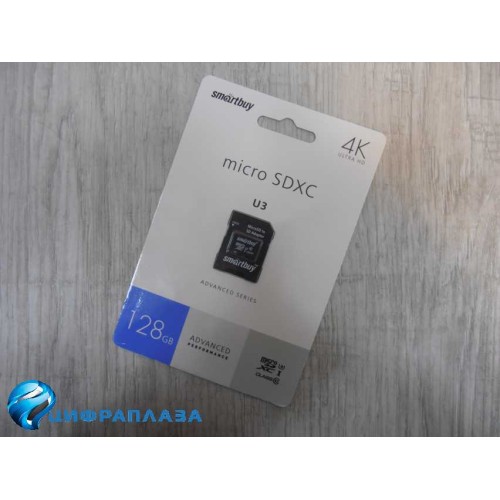 128Гб карта памяти SMARTBUY microSDXC + SD адаптер U3 V30 A1 Advanced R/W up to 90/55
