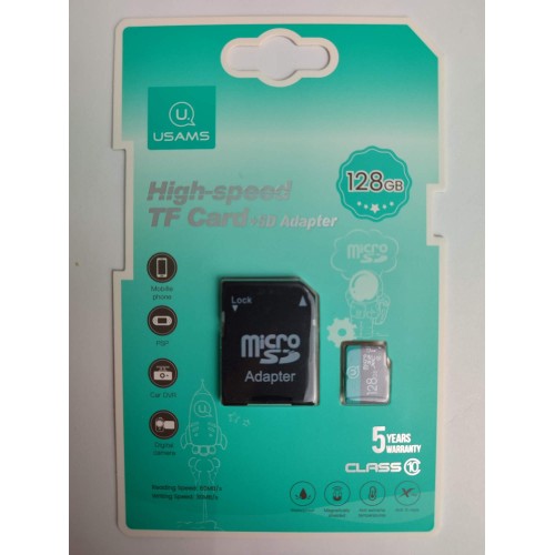 128Gb карта памяти USAMS microSD + SD адаптер class10