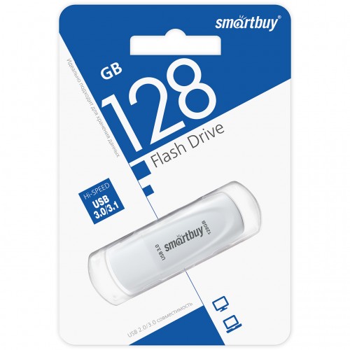 128GB накопитель  USB3.0 SMARTBUY Scout белый