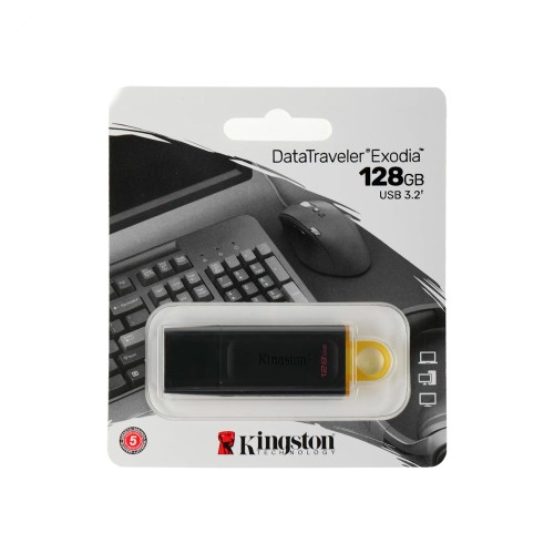 128Гб накопитель USB3.2 KINGSTON черно-желтый