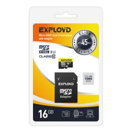 16Гб карта памяти Exployd microSD + SD адаптер class10 UHS-1