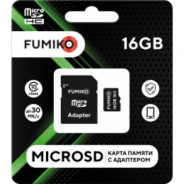 16Gb карта памяти FUMIKO microSDHC + SD адаптер class10 