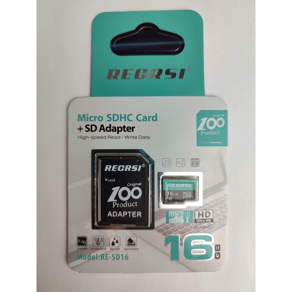 16Гб карта памяти RECRSI RE-SD microSD + SD адаптер class10