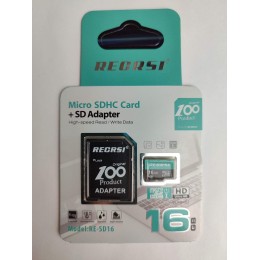 16Гб карта памяти RECRSI RE-SD microSD + SD адаптер class10