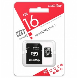 16Gb карта памяти SMARTBUY microSD + SD адаптер class10 UHS-I