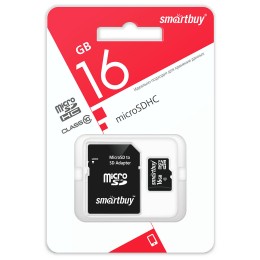 16Gb карта памяти SMARTBUY microSD + SD адаптер class10