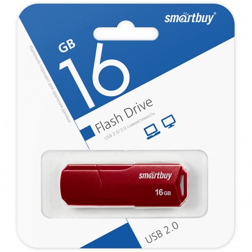 16GB накопитель SMARTBUY Clue бургунди