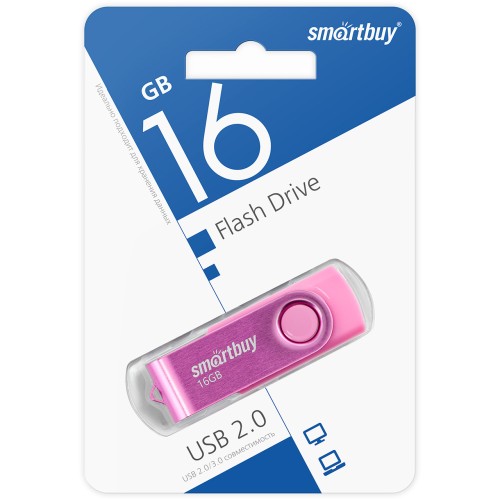 16Гб накопитель USB2.0 SMARTBUY Twist розовый