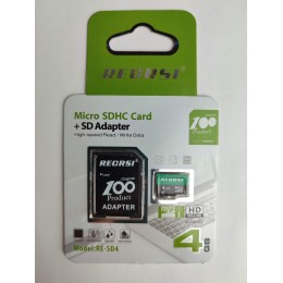 4Гб карта памяти RECRSI RE-SD microSD + SD адаптер class10