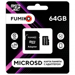 64Gb карта памяти FUMIKO microSD + SD адаптер class10 