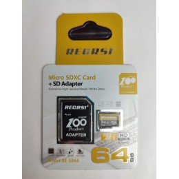 64Гб карта памяти RECRSI RE-SD microSD + SD адаптер class10