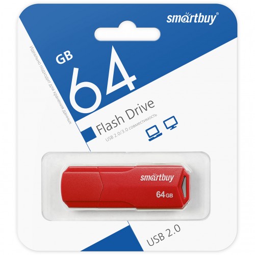 64GB накопитель SMARTBUY Clue красный