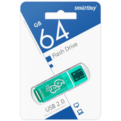 64Гб накопитель USB2.0 SMARTBUY Glossy series зеленый