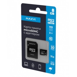 8Gb карта памяти MAXVI microSD + SD адаптер class10 UHC-I