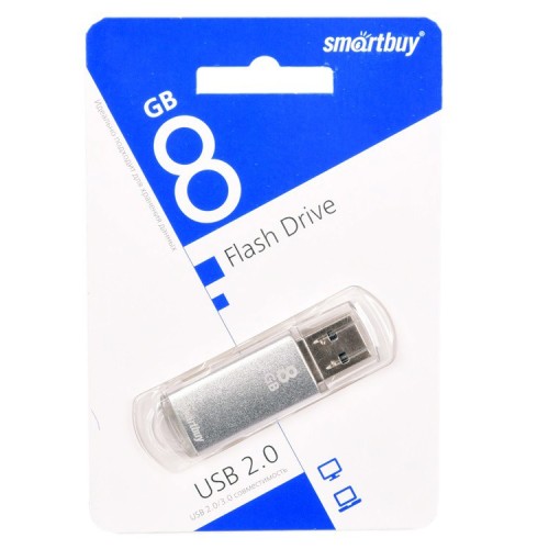 8Гб накопитель USB2.0 SMARTBUY V-Cut серебро
