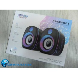 Акустическая система 2.0 SMARTBUY RHAPSODY (USB/RGB/6Вт) черная