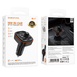 Авто FM модулятор BOROFONE BC59 (2USB/PD) черный