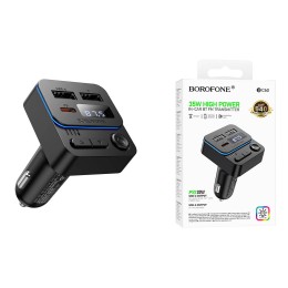 Авто FM модулятор BOROFONE BC60 (2USB/PD 20W/дисплей) черный