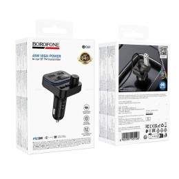 Авто FM модулятор BOROFONE BC61 (2USB/PD 30W/дисплей) черный
