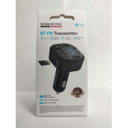 Авто FM модулятор BOROFONE BC66 (2USB 3А/2PD 18W/TF/дисплей) черный