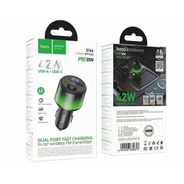 Авто FM модулятор HOCO E166 (USB QC3.0/PD 30W/дисплей) черный