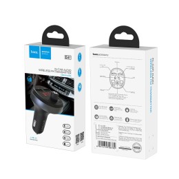 Авто FM модулятор HOCO E41 (USB1A/TF/USB2.1A/дисплей) черный