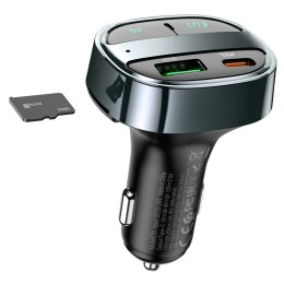 Авто FM модулятор HOCO E70 (USB/TF/PD30W/USB QC3.0/дисплей) черный