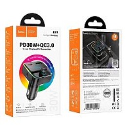 Авто FM модулятор HOCO E81 (USB QC3.0/PD 30W/дисплей) черный