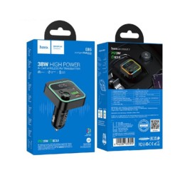 Авто FM модулятор HOCO E85 (2USB QC3.0/PD 20W/дисплей) черный