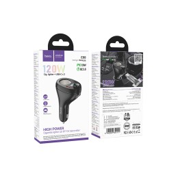 Авто FM модулятор HOCO E88 (USB QC3.0/2PD 20W/дисплей) черный