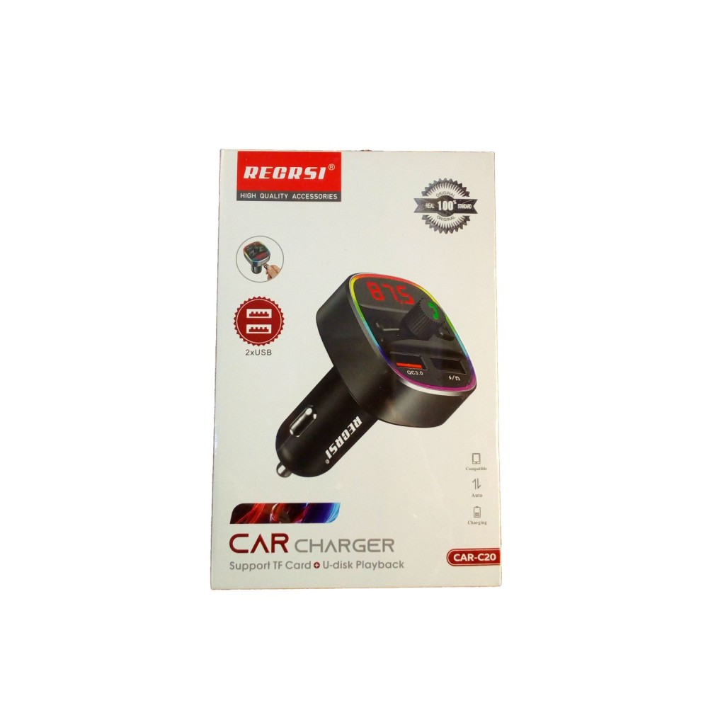 Авто FM модулятор RECRSI CAR C20 (2USB/3.1A/TF) черный