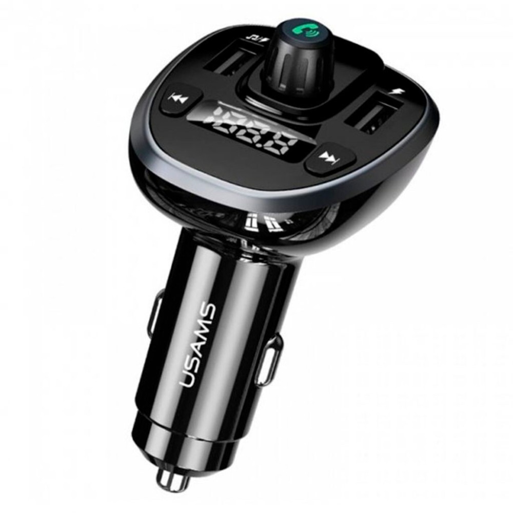 Авто FM модулятор USAMS CC115 GC01 (2USB/TF/дисплей) черный