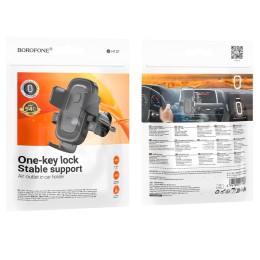 Автодержатель BOROFONE BH131 зажим в дефлектор черный