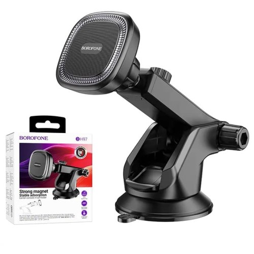 Автодержатель BOROFONE BH97 магнитный с присоской черно-серый