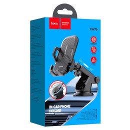 Автодержатель HOCO CA76 зажим на присоске черный