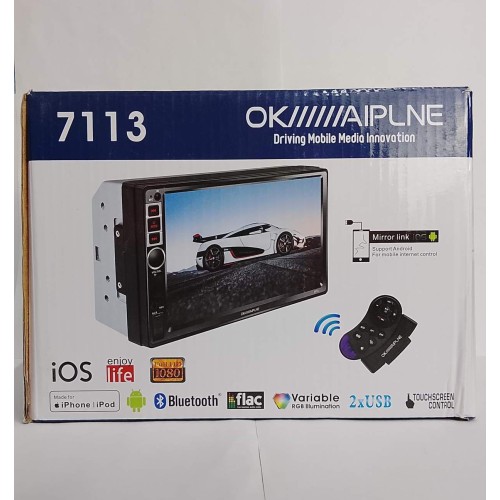 Автомагнитола двухдиновая OK. ALIPNEI 7113 (Bluetooth/2USB/TF/AUX/FM/пульт)