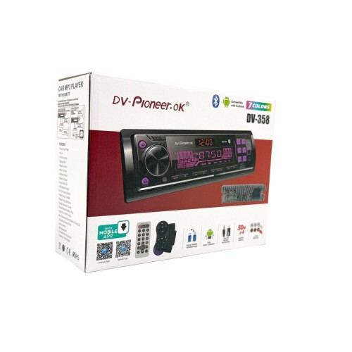 Автомагнитола Pioneeir DV358 (Bluetooth/подсветк/USB/TF/PD/AUX/FM/пульт)