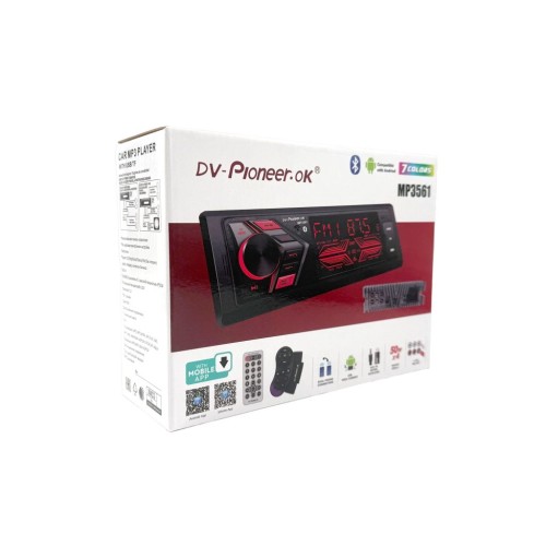Автомагнитола Pioneeir MP3561 (Bluetooth/подсветка/USB/TF/AUX/FM/пульт)