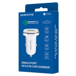 Автомобильное ЗУ BOROFONE BZ12A (USB QC3.0/18W) белое
