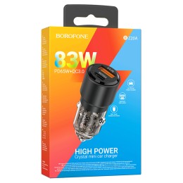 Автомобильное ЗУ BOROFONE BZ20A (USB QC3.0/PD 65W/W83) черное