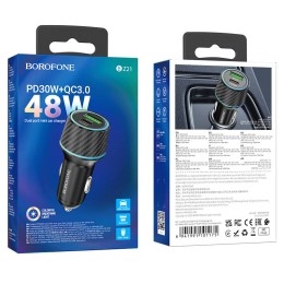 Автомобильное ЗУ BOROFONE BZ21 (USB CQ3.0/PD 48W) черное