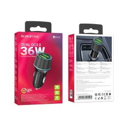 Автомобильное ЗУ BOROFONE BZ21A (2USB CQ3.0) черное