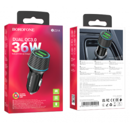 Автомобильное ЗУ BOROFONE BZ21A (2USB CQ3.0) черное