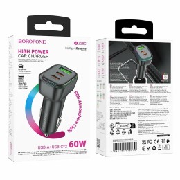 Автомобильное ЗУ BOROFONE BZ28C (USB QC3.0/2PD 30W/W60) черное