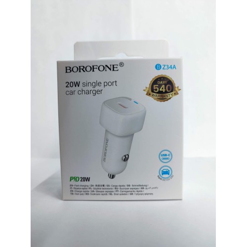 Автомобильное ЗУ BOROFONE BZ34A (PD 20W) белое