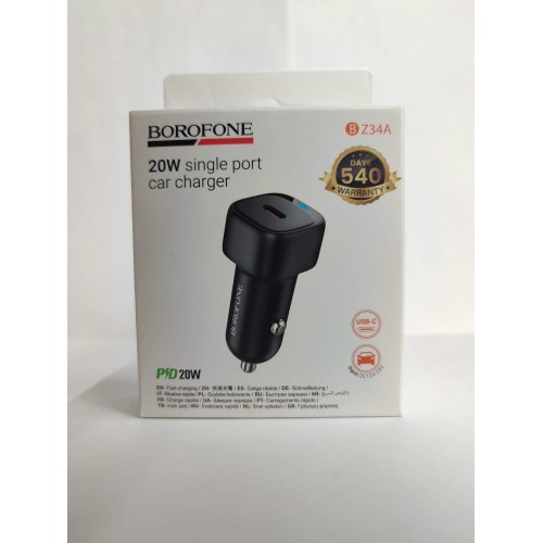 Автомобильное ЗУ BOROFONE BZ34A (PD/20W) черное