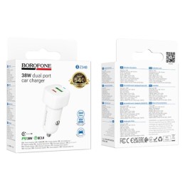 Автомобильное ЗУ BOROFONE BZ34B (USB QC3.0/20W) белое